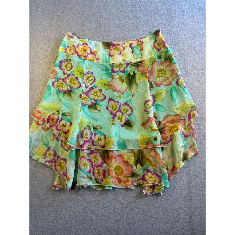 vintage y2k tiered ruffle boho floral mini skirt Latina 14